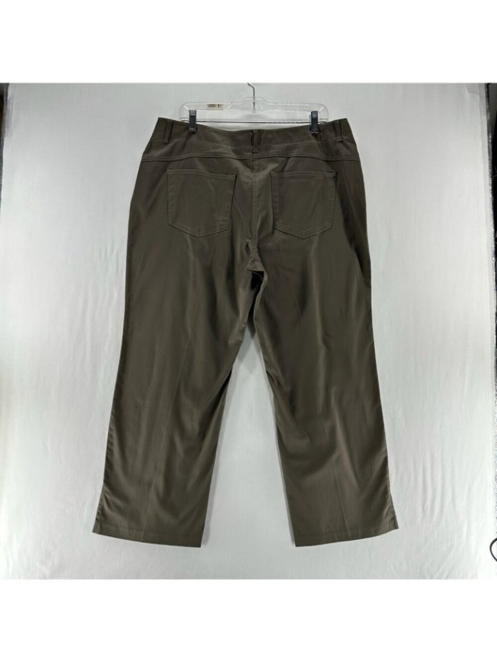 Avenue Stretch Chino Pants Womens 16 Petite Straight Leg Snap High Waisted Brown - Picture 2 of 12